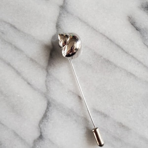 Vintage Trifari Snail Shell Hat Pin, Silver Shell Stick Pin, Snail Shell Coat Pin, Beach Pin Accessory