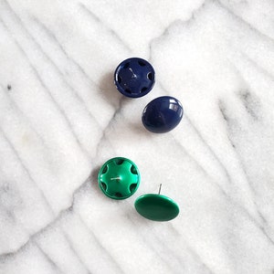 Vintage Lot of Enamel Retro Stud Earrings, Round Stud Earrings, Green and Blue Stud Earrings, Large Retro Studs