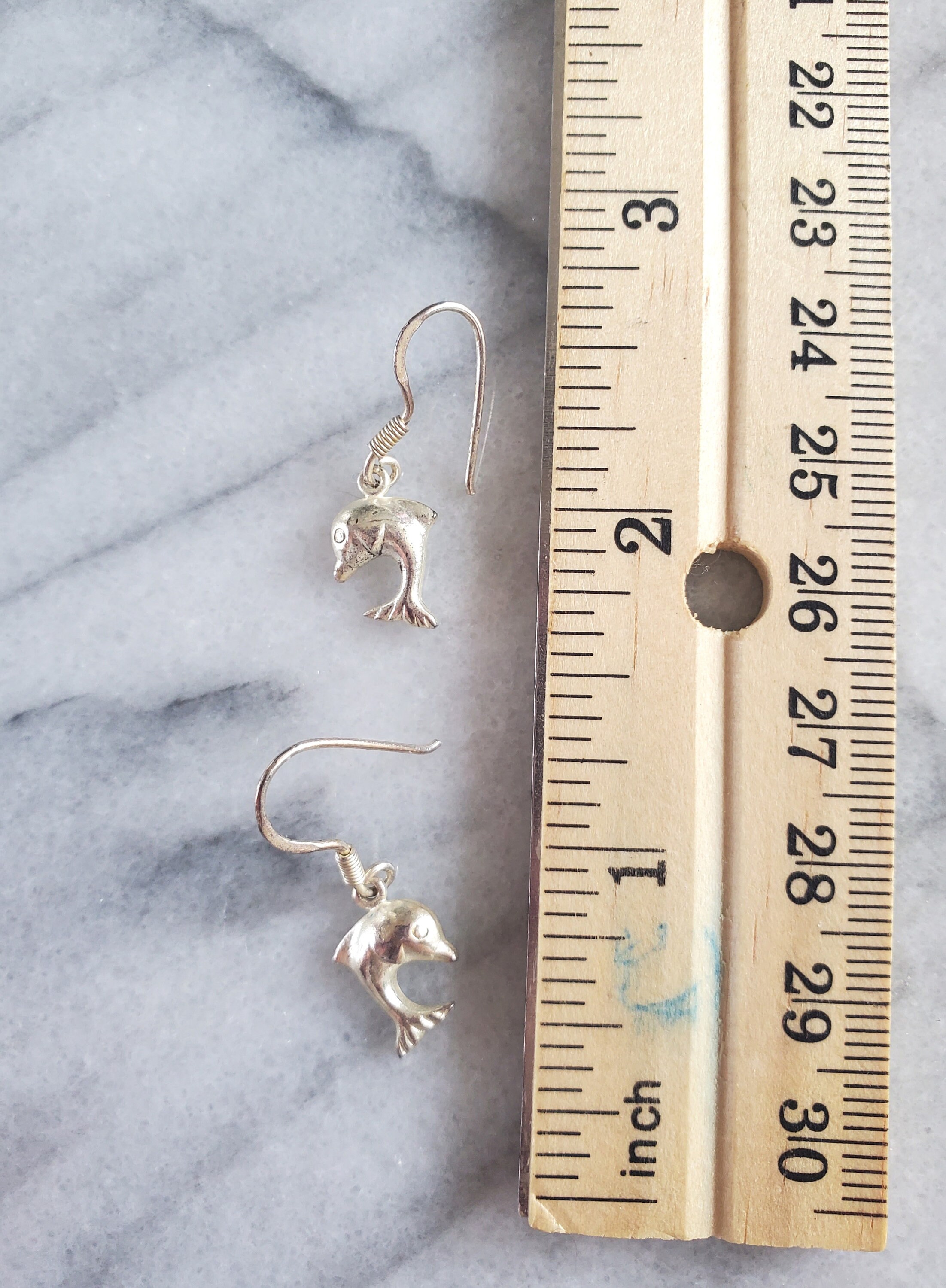 Boucles D'oreilles Argent Vintage 1970 – Dauphins, Neuf Sans Emballage, Argent 925, Clous