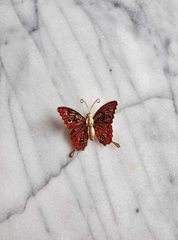 Vintage Monarch Butterfly Brooch Pin, Mini Mosaic Art… - Gem