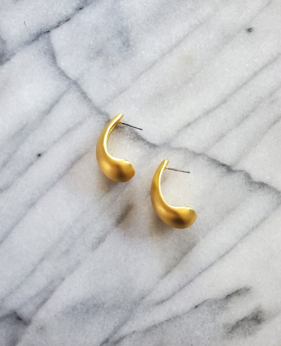 Vintage Gold Statement Earrings, Art Deco Studs, … - image 1