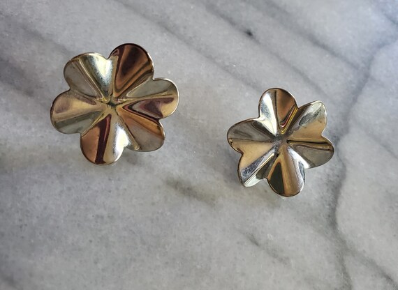 Vintage Large Stud Earrings, Silver Abstract Earr… - image 3