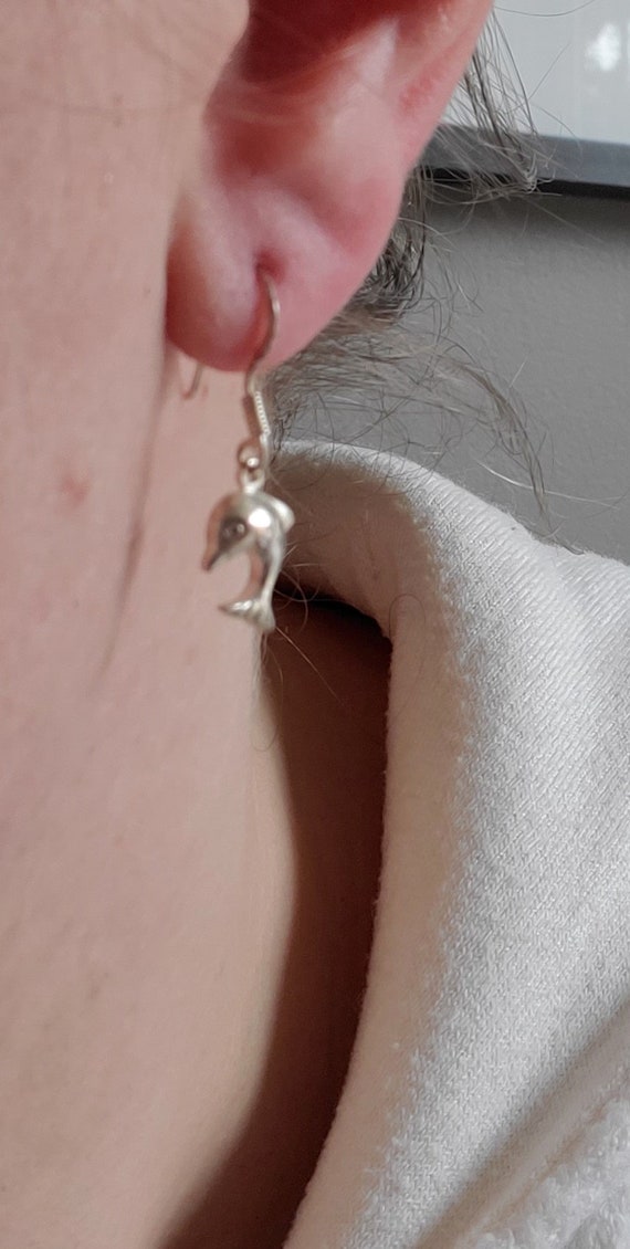 Boucles D'Oreilles Vintage Argent 925 Dauphins - Style Années 70, Neuf Sans Emballage