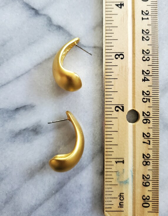 Vintage Gold Statement Earrings, Art Deco Studs, … - image 5