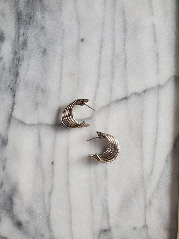 Vintage Silver Twist Hoop Earrings, Metal Twist Ea