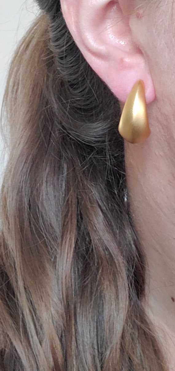 Vintage Gold Statement Earrings, Art Deco Studs, … - image 4