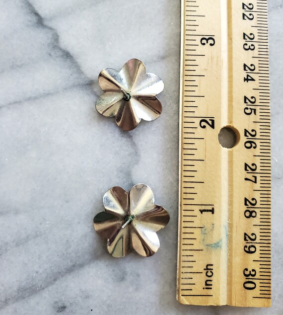 Vintage Large Stud Earrings, Silver Abstract Earr… - image 4