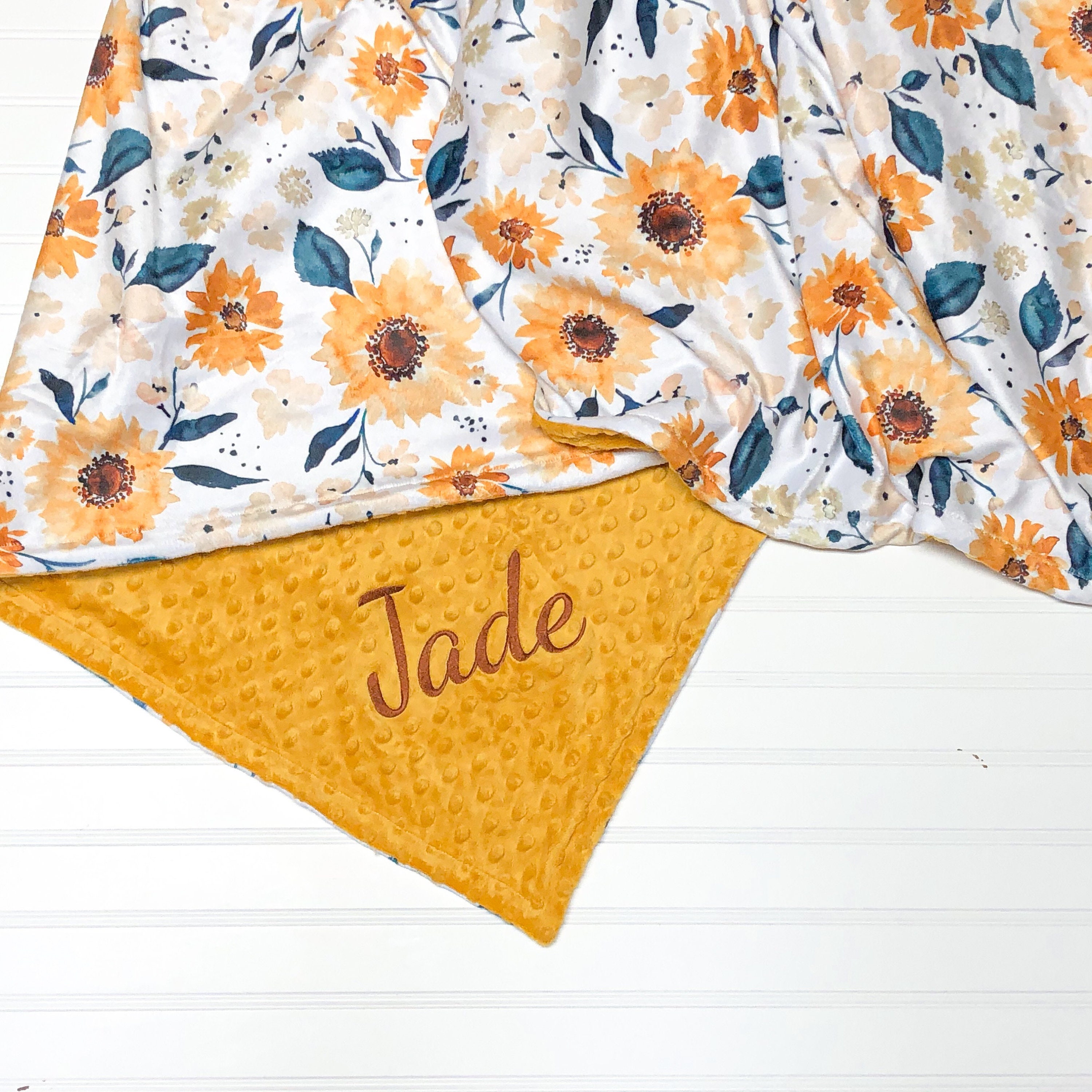 Baby Girl Sunflower Blanket Personalized Baby Blanket Etsy