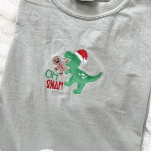 Oh Snap Comfort Colors Tee, Christmas Cookie Embroidered Shirt, Christmas T-Shirt, Gingerbread Tee, Embroidered Shirt, Holiday Gift