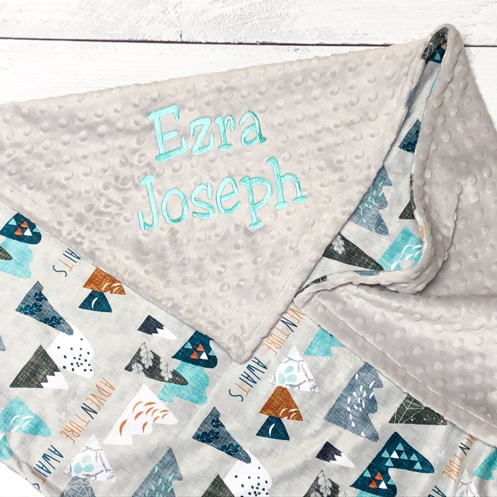 Personalized Baby Boy Blanket Mountain Blanket Woodland Baby Etsy