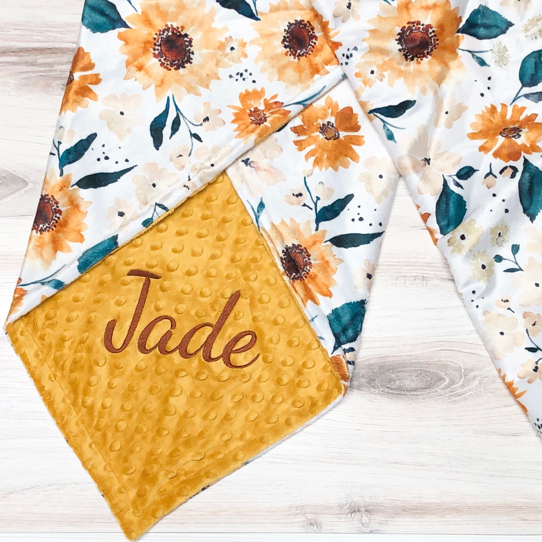Baby Girl Sunflower Blanket Personalized Baby Blanket Etsy