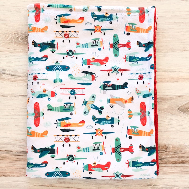 Personalized Airplane Baby Boy Blanket Plane Themed Nursery Etsy