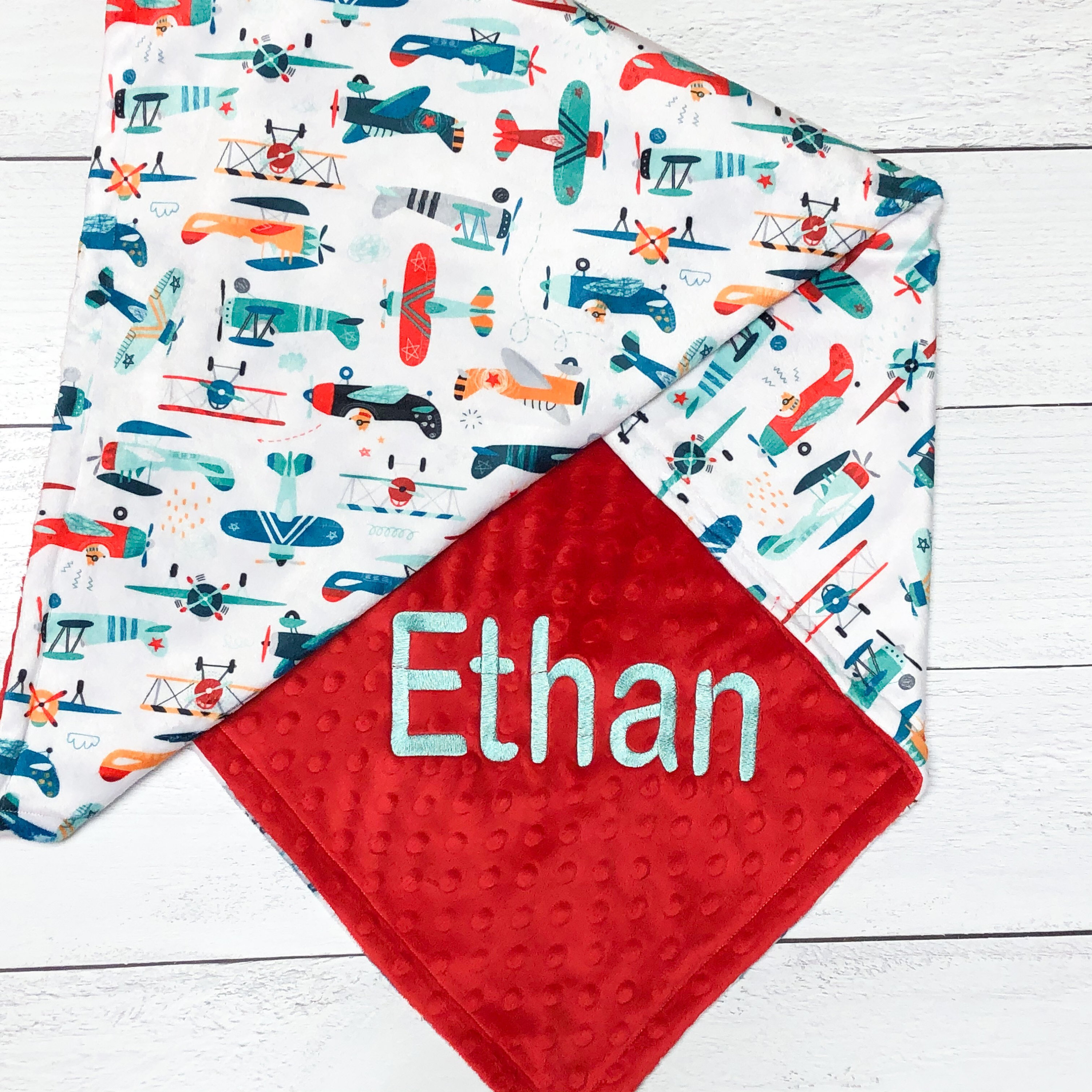 Personalized Airplane Baby Boy Blanket Plane Themed Nursery Etsy