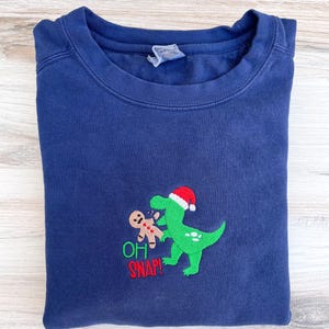 Gingerbread Christmas Sweatshirt, Embroidered Comfort Colors Sweatshirt, Christmas Dinosaur Crewneck, Christmas Sweatshirt, Funny Gift