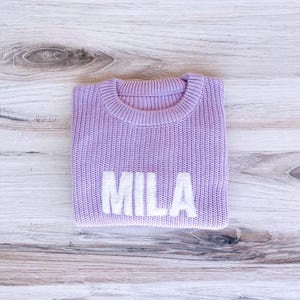 Personalized Embroidered Baby and Toddler Sweater, Embroidered Oversized Chunky Kids Sweater, Baby Name Announcement, Baby Shower Gift