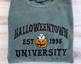 Halloweentown Embroidered Sweatshirt, Comfort Colors Sweatshirt, Ghost Crewneck, Halloween Embroidered Sweatshirt, Spooky Crew, Fall Pumpkin