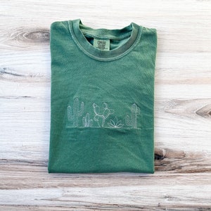 Cactus Comfort Colors Tee, Plant Shirt, Desert T-Shirt, Embroidered Tee, Embroidered Shirt, Custom Shirt, Plant Lady Shirt, Western Tee