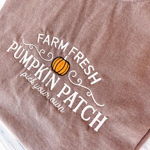 Pumpkin Patch Comfort Colors Tee, Pumpkin Embroidered Tee, Fall Tee, Fall T-Shirt, Spooky Season, Embroidered Tee, Pumpkin Embroidered Shirt image 2