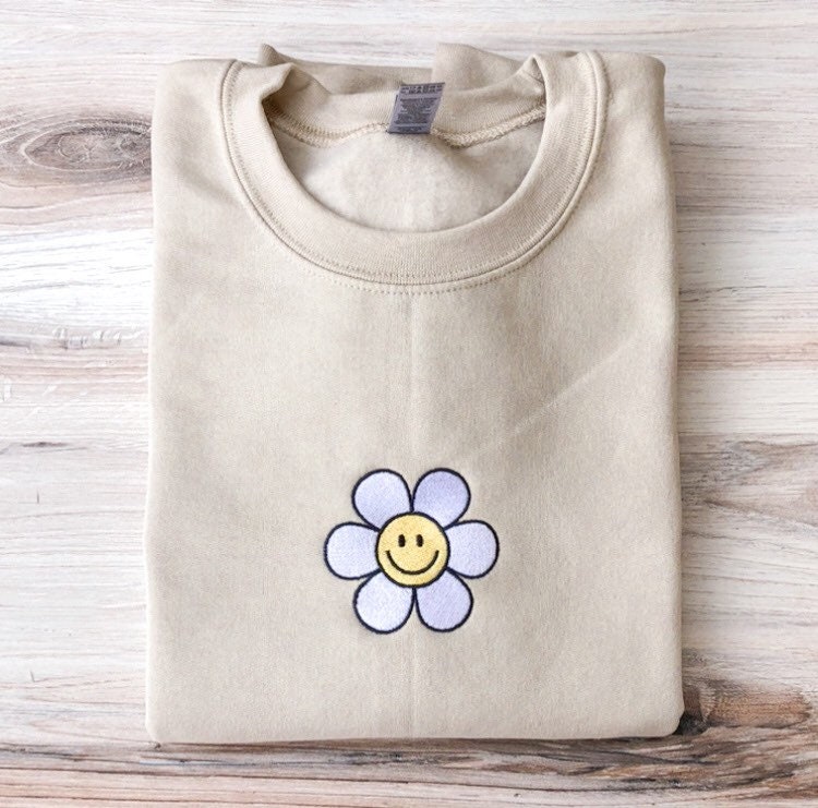 Discover Smiley Face Sweatshirt, Flower Smile Sweatshirt
