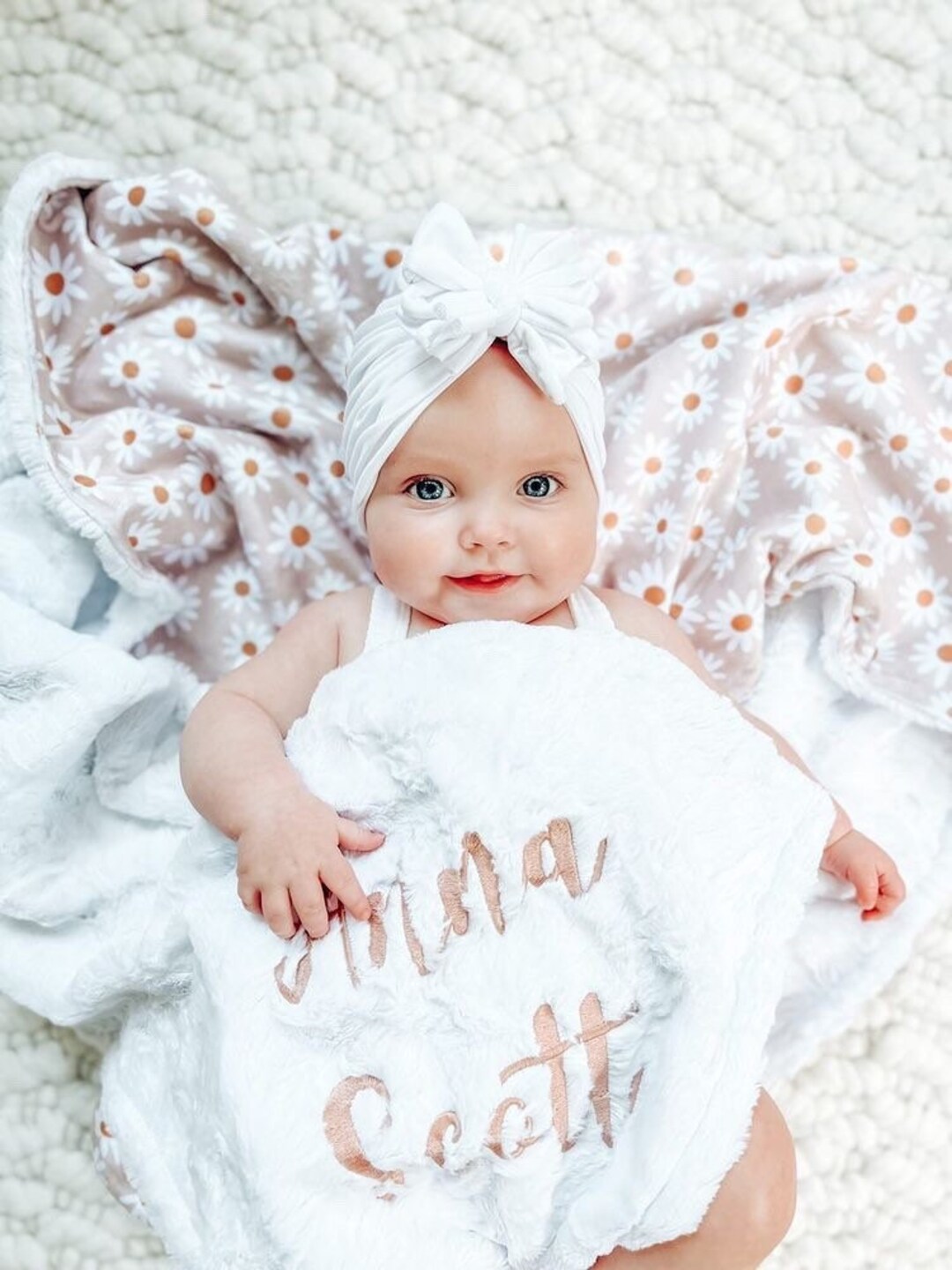 Baby Girl Daisies Blanket Personalized Baby Blanket Flowers Etsy