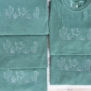 Cactus Comfort Colors Tee, Plant Shirt, Desert T-shirt, Embroidered Tee ...