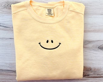 HAPPY FACE FLORAL PRINT KNIT SWETAER