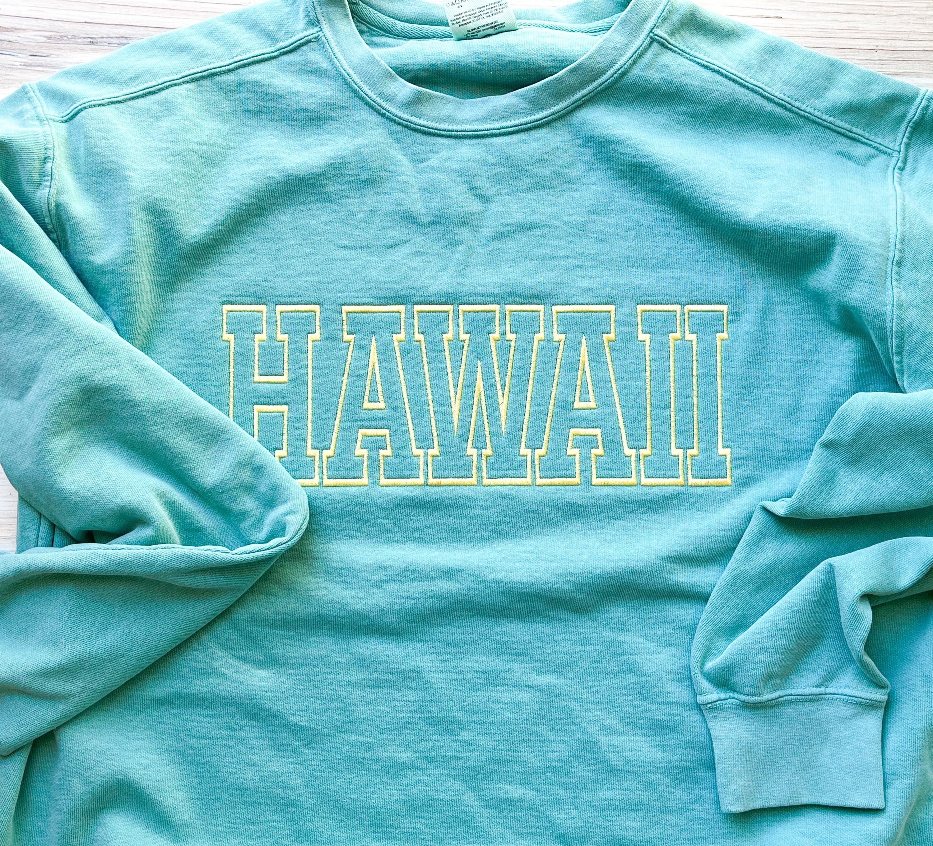 Hawaii Embroidered Comfort Colors Sweatshirt Varsity - Etsy