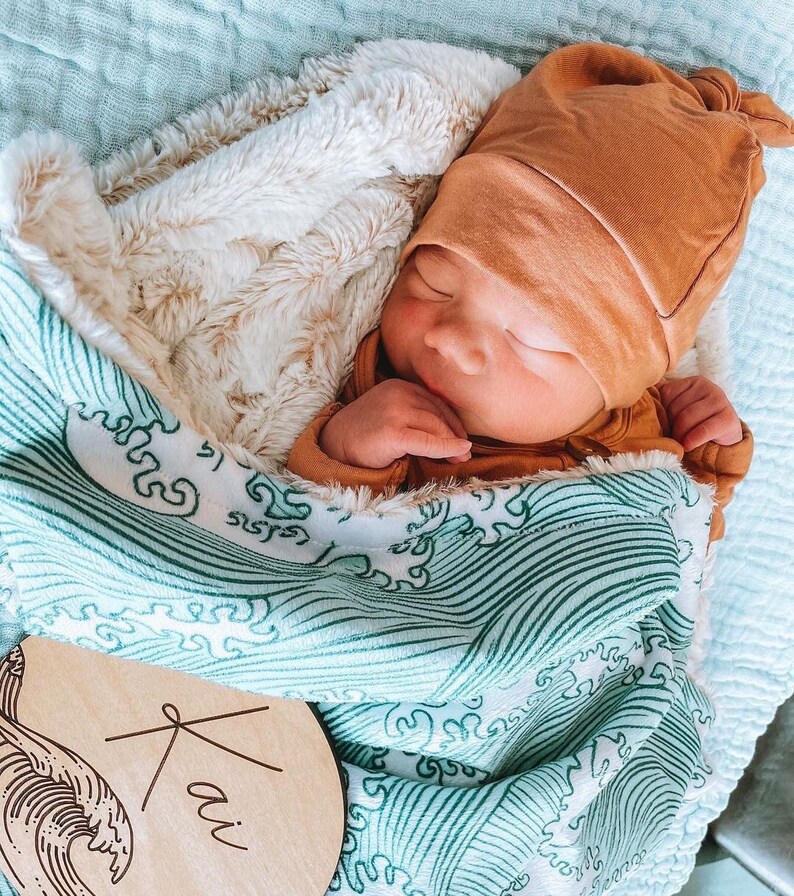 Personalized Baby Blanket Waves Baby Blanket Surf Baby Etsy