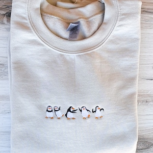 Embroidered Penguin Sweatshirt, Animal Crewneck, Embroidered Penguin Crewneck Animal Lover Sweatshirt, Cute Penguins Crewneck, Fun Outfit