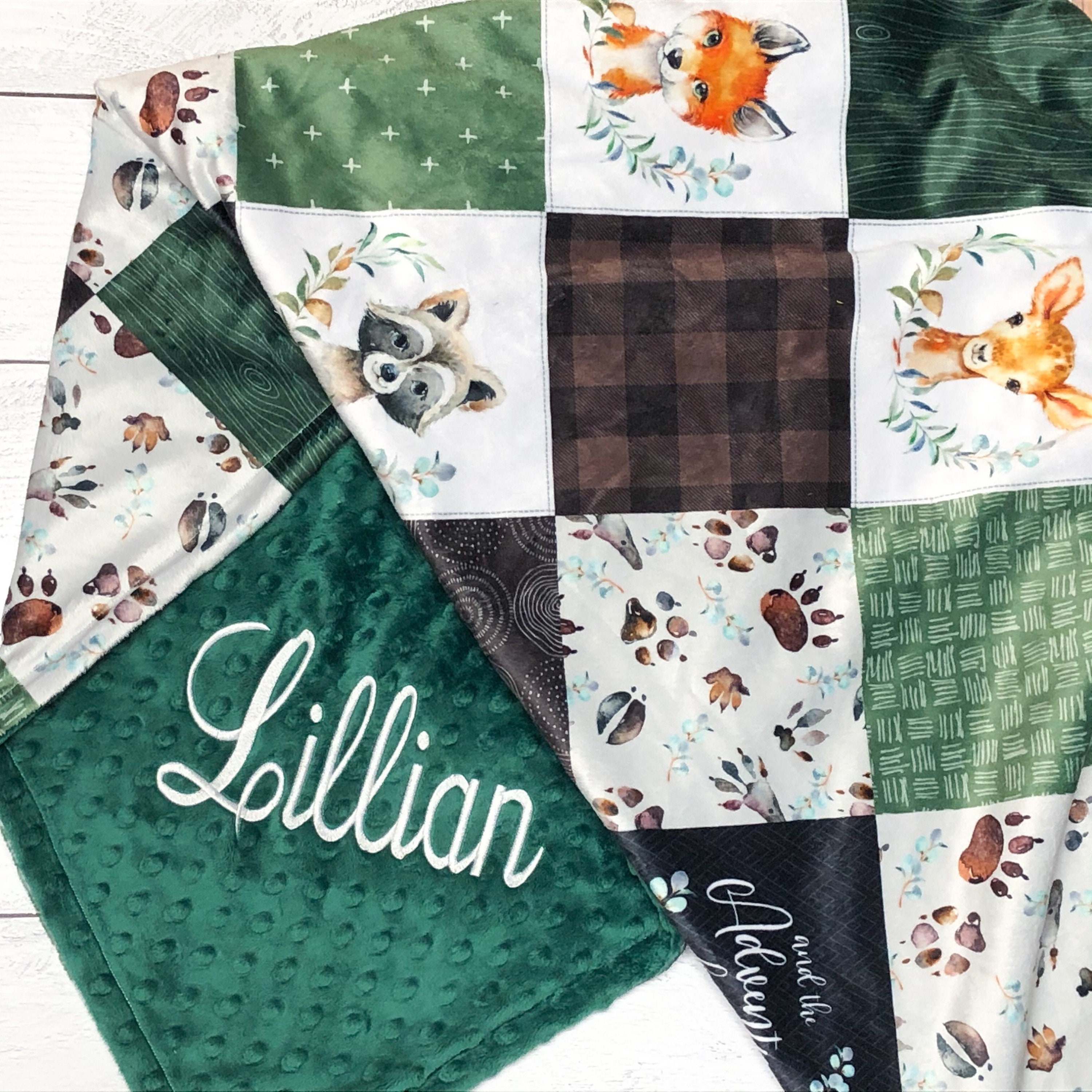 Personalized Baby Boy Blanket Animal Blanket Woodland Baby Etsy