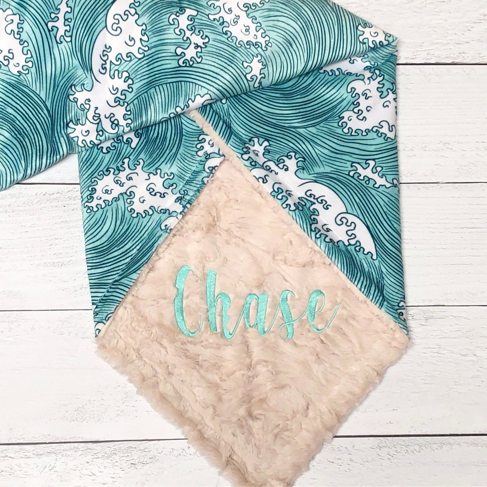 Personalized Baby Blanket Waves Baby Blanket Surf Baby Etsy