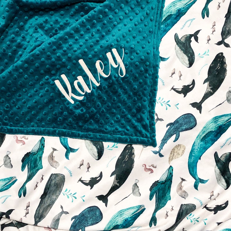 Personalized Baby Blanket Whale Blanket Nautical Baby Sea Etsy