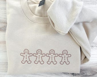 Gingerbread Sweatshirt, Holiday Embroidered Crewneck, Christmas shirt, Christmas Sweater, Winter Outfit, Winter Gift, Sweater, Cozy