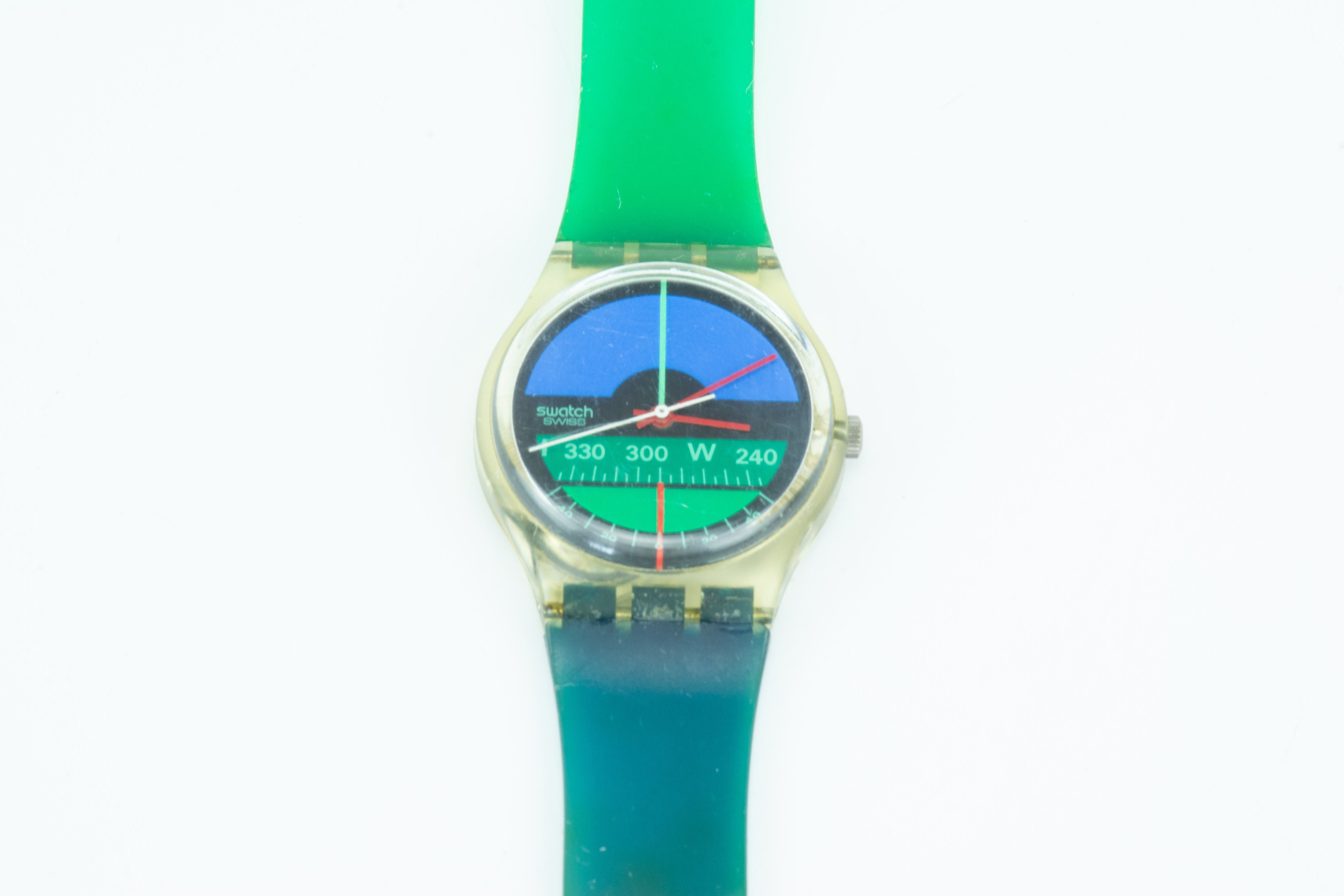 1986 Swatch Vintage Watch NAUTILUS GK102 Clear Case Fresh Battery