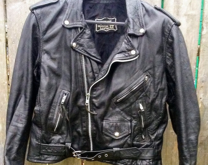 Vintage Motorcycle Jacket Black Leather Biker First Leather XL - Etsy