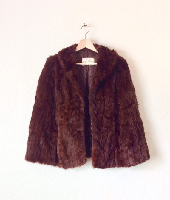 Vintage Fur Coat / Cape 40's Mahogany / Size Mediu