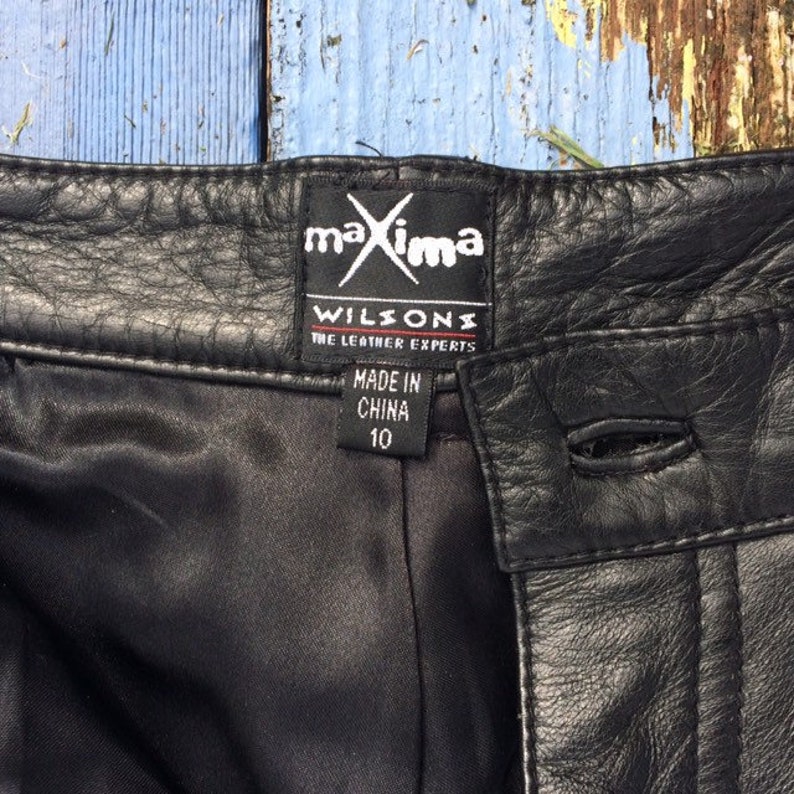 Vintage Leather Pants 80/'s Black High Waisted 30 Womens Size 10 Wilsons Leather Motorcycle Biker