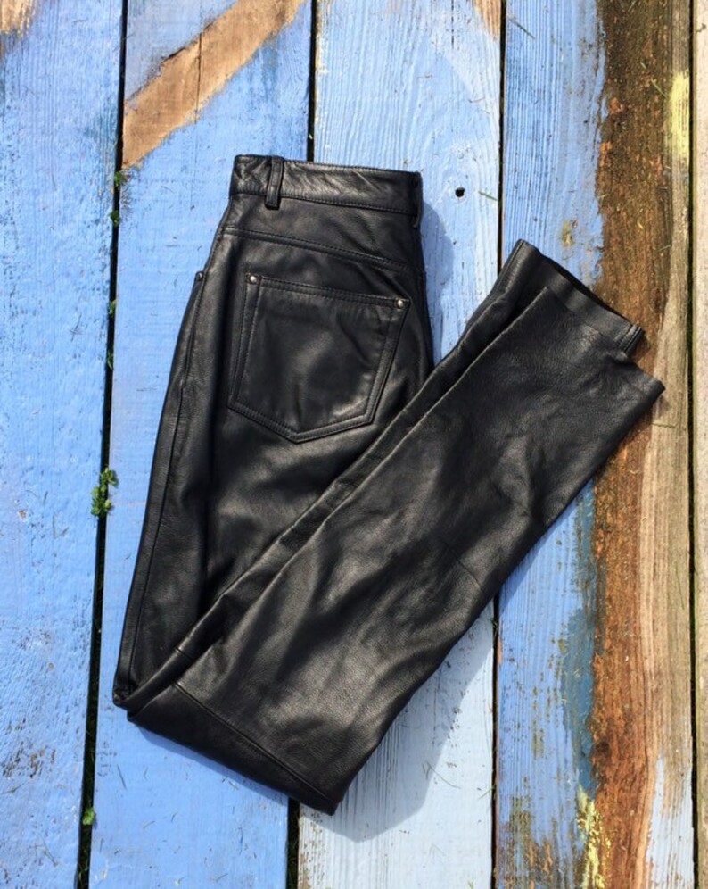 Vintage Leather Pants 80/'s Black High Waisted 30 Womens Size 10 Wilsons Leather Motorcycle Biker