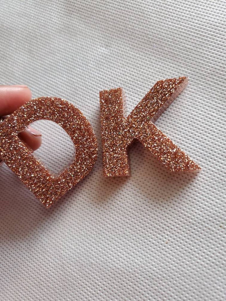 Rose Gold Glitter Keychain Resin Custom Keychain Epoxy Etsy