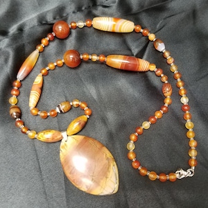 Beautiful Desert Scene Picasso Picture Jasper, Agate, Cornelian Necklace and Pendant