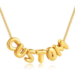 Custom 18K Gold Silver Plated Name Necklace, Initial Letter Necklace, Custom 3D Bubble Letter Necklace Pendant Minimalist Balloon Name