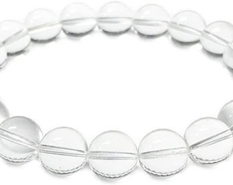 CLEAR QUARTZ Crystal Bracelet - Round - Handmade Jewelry, Unique Gift, Crystal Healing, Beaded Bracelet, Genuine Bracelet For Men & Women