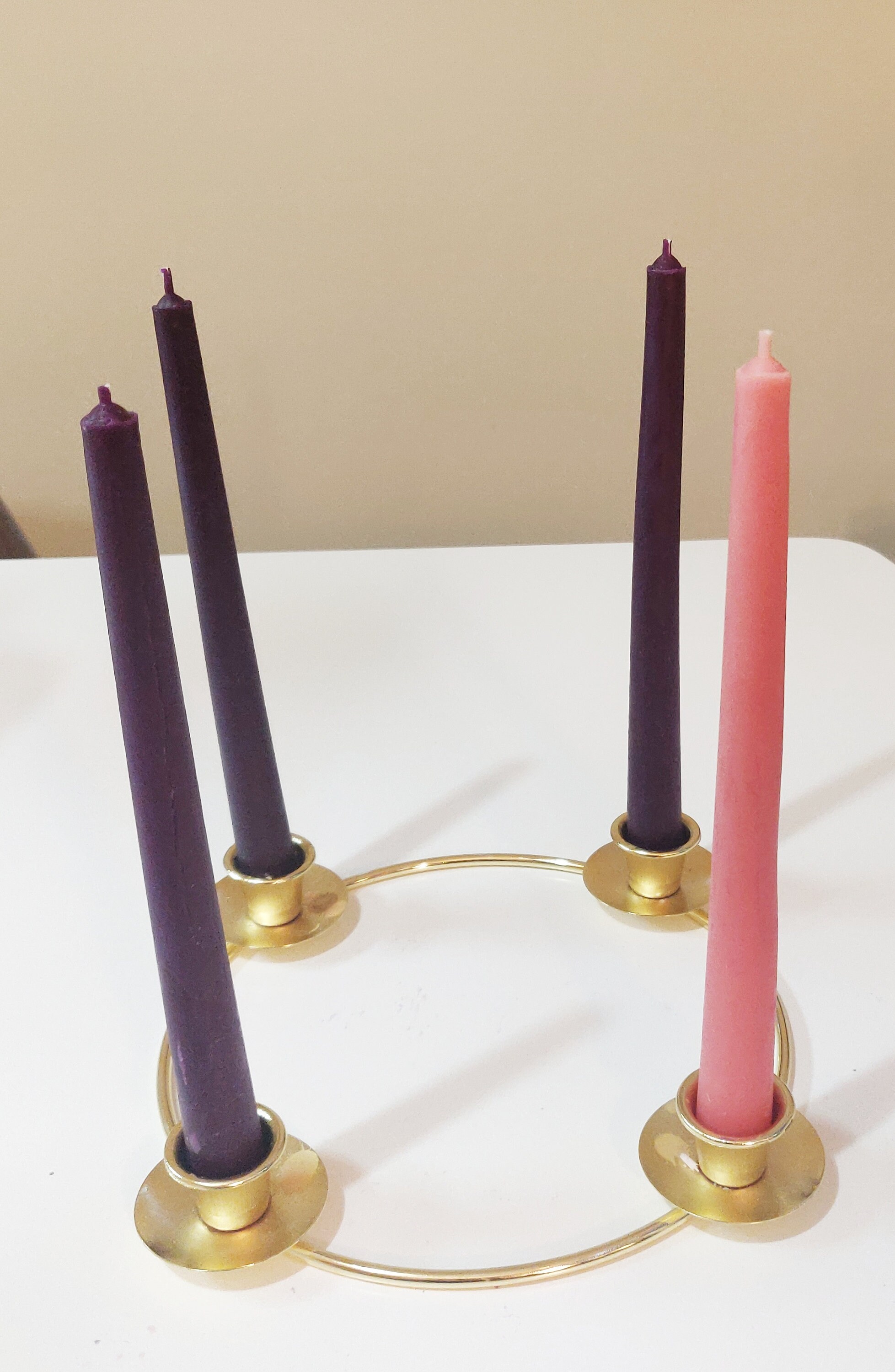 Set of 4 Advent Candles Beeswax Hand Poured 3 Purple Etsy