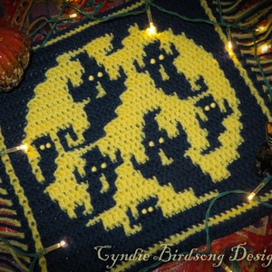PDF PATTERN - Overlay Mosaic Crochet Square Spooky Moon series &quot;Ghost Party&quot;, Halloween, eerie, night, scary, boo!, spirit, ghouls, lunar