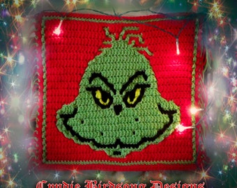 PDF PATTERN - The Grinch - overlay mosaic for Santa & Christmas themed decor, holidays, Dr. Seuss ideas, pillow, winter, cartoon character