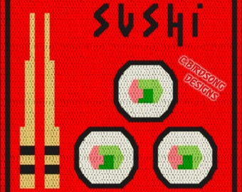 Digital PDF PATTERN - Sushi Vibes Mosaic Crochet Square for projects like pillows, placemats, cushions, tote bags, block aphgans