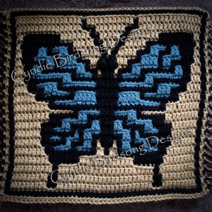 PDF PATTERN - &quot;Entomology Collection - Swallowtail Butterfly&quot; Mosaic Crochet Square - great Mother&#39;s Day gift! Placemats, pillows, afghan