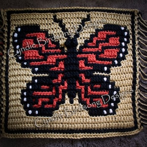 PDF PATTERN - &quot;Entomology Collection - Monarch Butterfly&quot; Mosaic Crochet Square