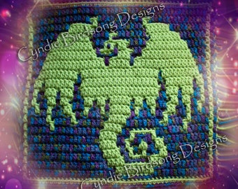 PDF PATTERN - "Mystical Fantasy - Dragon" Mosaic Crochet Square