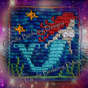 PDF PATTERN - "Mystical Fantasy - Mermaid" Mosaic Crochet Square